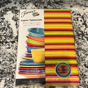 Brand New Fiesta Homer Laughlin Fabric Tablecloth 60” x 84” Oblong seats 6-8